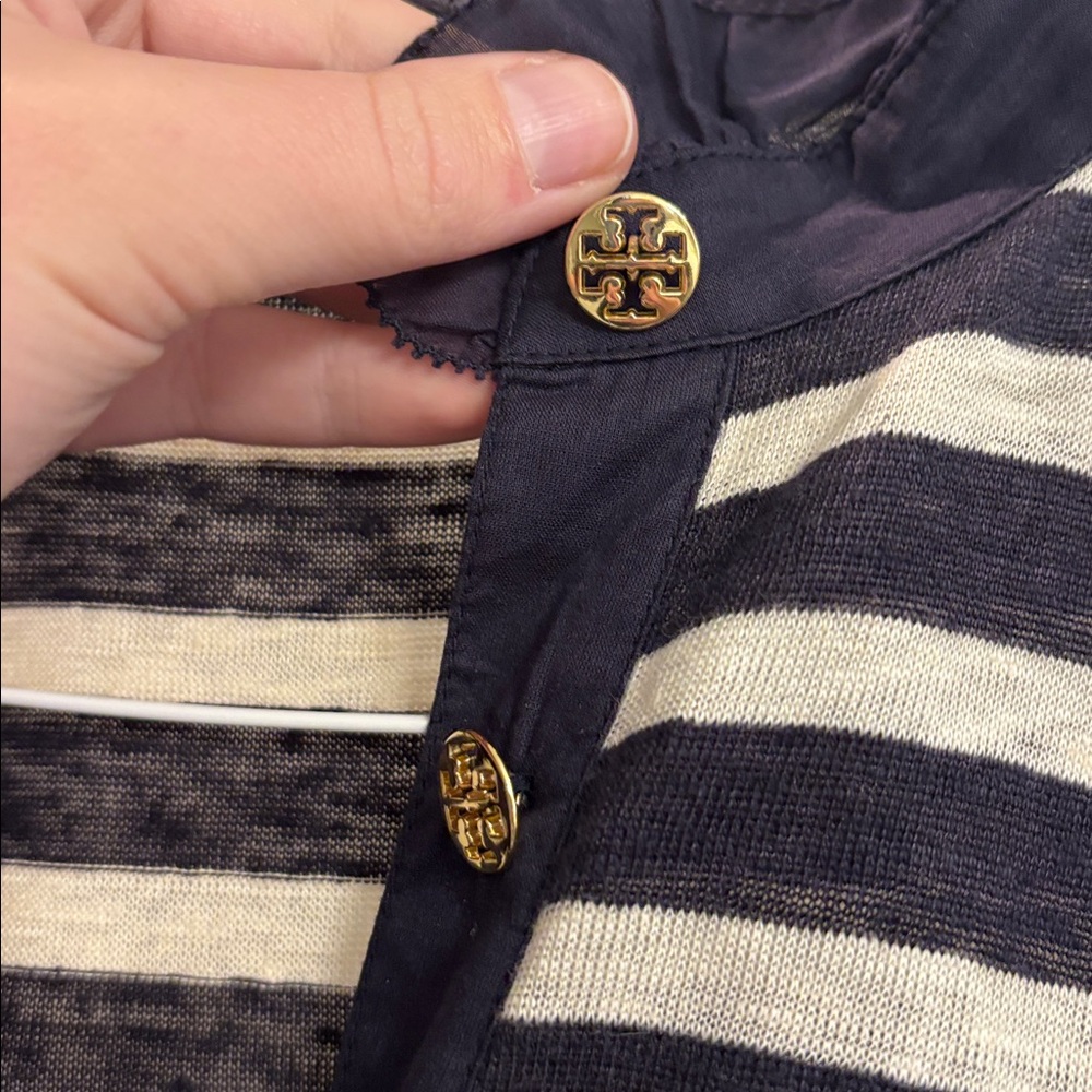Tory Burch Striped Black and White Short Sleeve Top - Picture 2 of 4